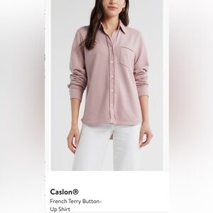 Caslon French Terry Dusty Mauve Button-Down Shirt size XXL